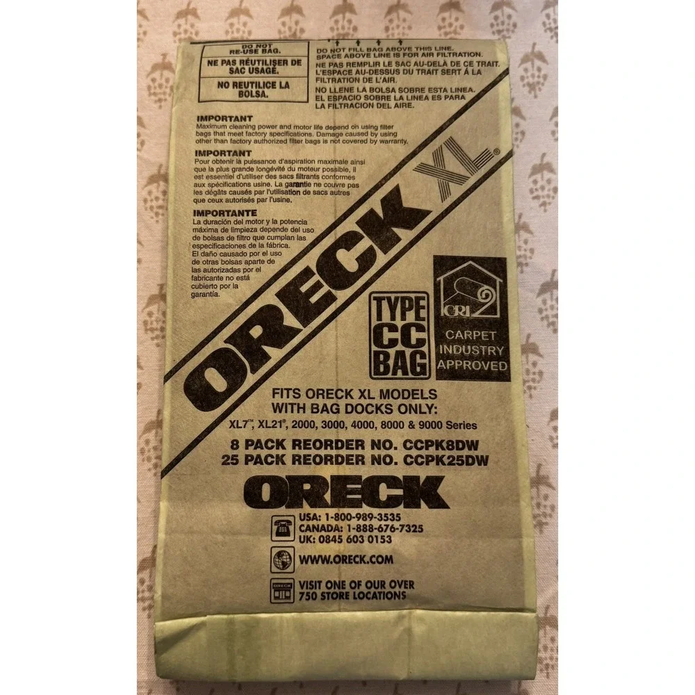 Oreck XL Vacuum Bags Type CC 6 Unused Genuine OEM Fit CCPK8DW